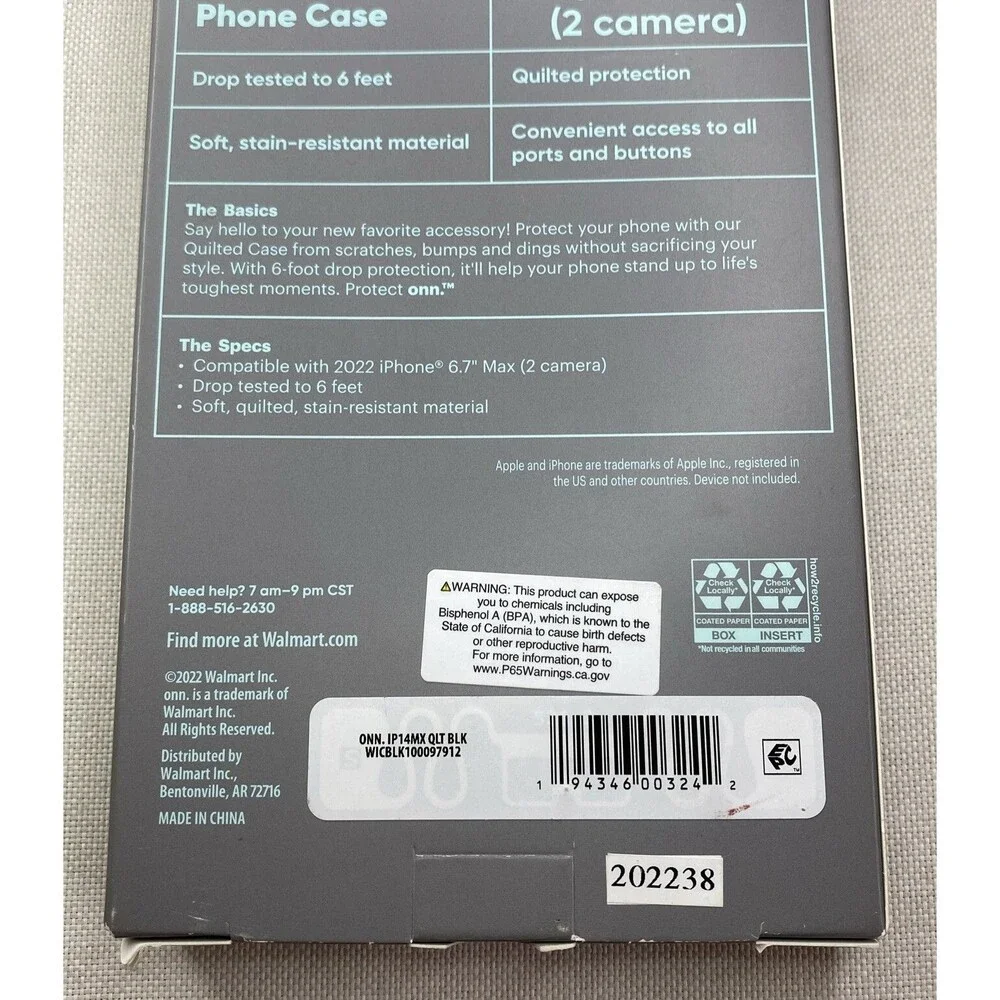 Puffer Phone Case for iPhone 14 Plus Black Quilted Luxe NEW